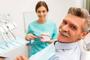 a patient about to receive his dentures