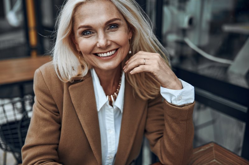 Woman smiling with veneers