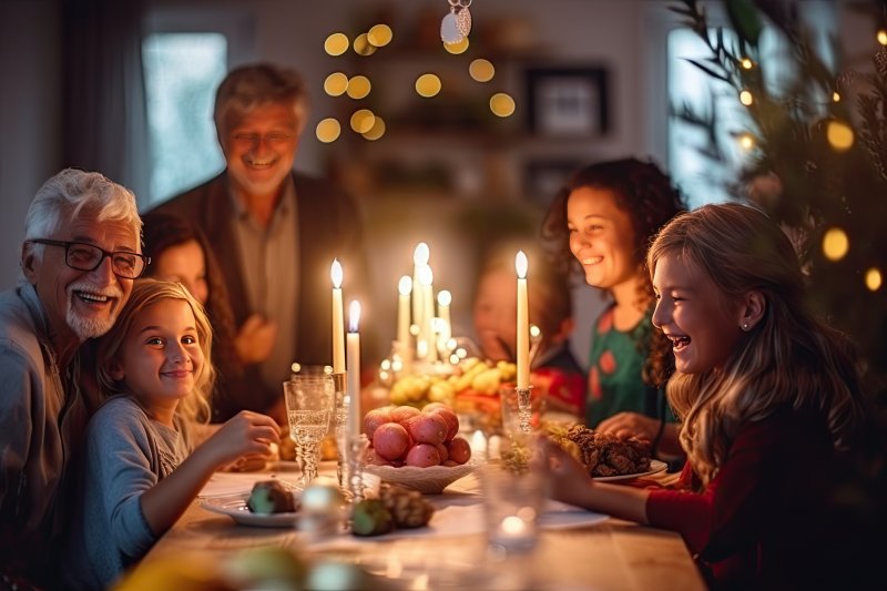 A family enjoying the holidays with good dental health